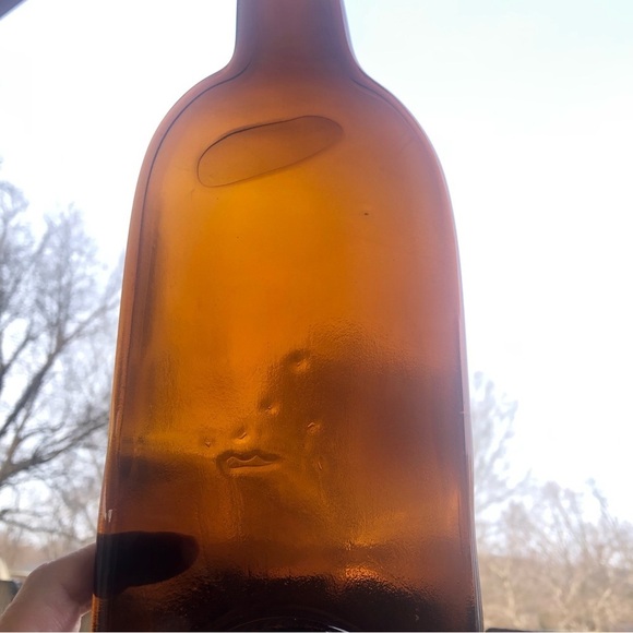 Melted Recycled Amber Glass Wine Bottle Cheese Tray Tropical Spreader & Napkins - Picture 5 of 7